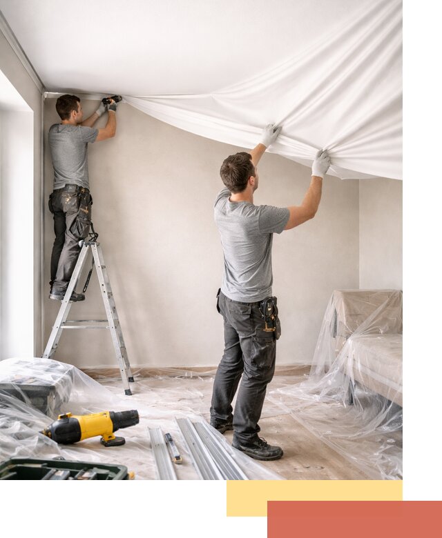 Монтаж тканевого натяжного потолка в Сызрани недорого и быстро