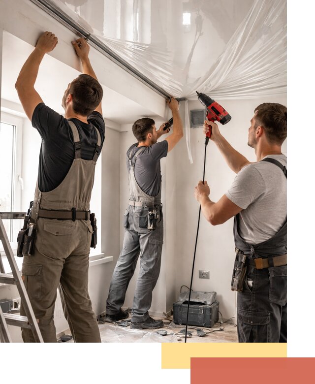 Монтаж глянцевого натяжного потолка в Сызрани быстро и качественно