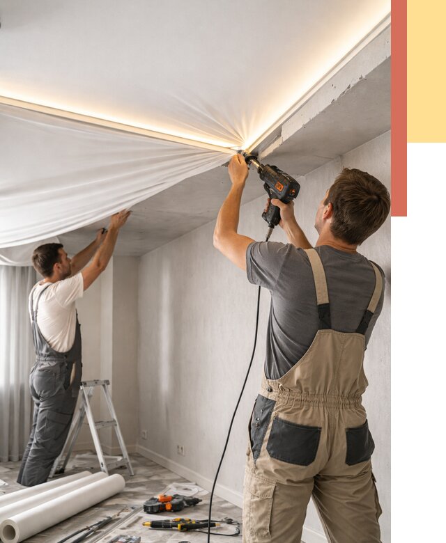 Монтаж натяжного потолка с подсветкой в Сызрани от 962 руб. | ОТДЕЛОЧНИК-Сзр