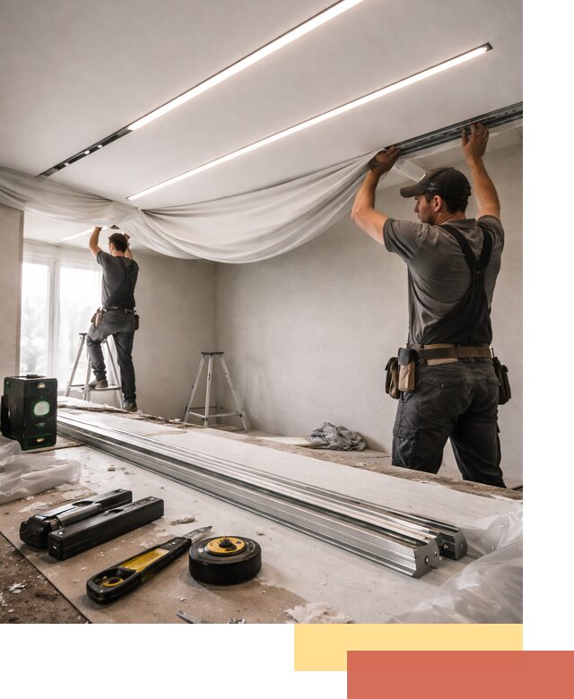 Монтаж натяжных потолков со световыми линиями в Сызрани