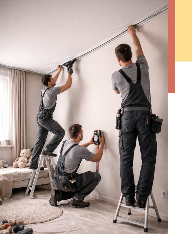 Монтаж натяжного потолка в детской в Сызрани от 3546 руб. — быстро и недорого | ОТДЕЛОЧНИК-Сзр