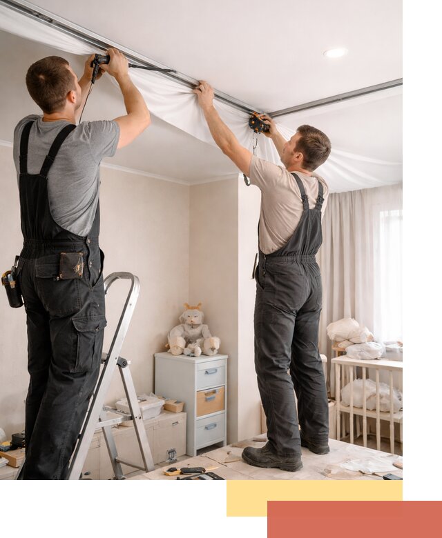 Монтаж натяжного потолка в детской комнате в Сызрани