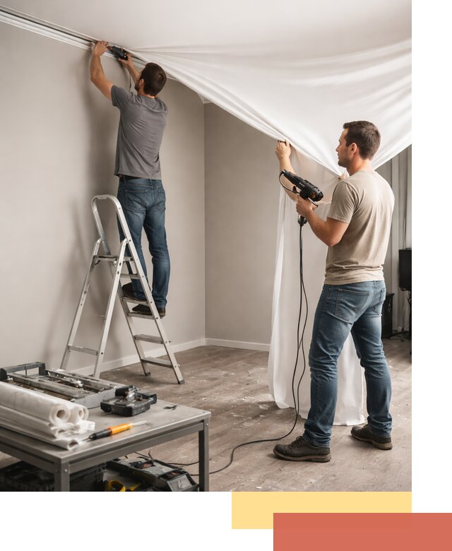 Монтаж натяжного потолка в студии в Сызрани