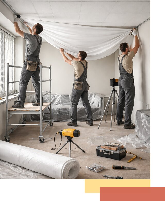 Монтаж натяжного потолка в офисе в Сызрани