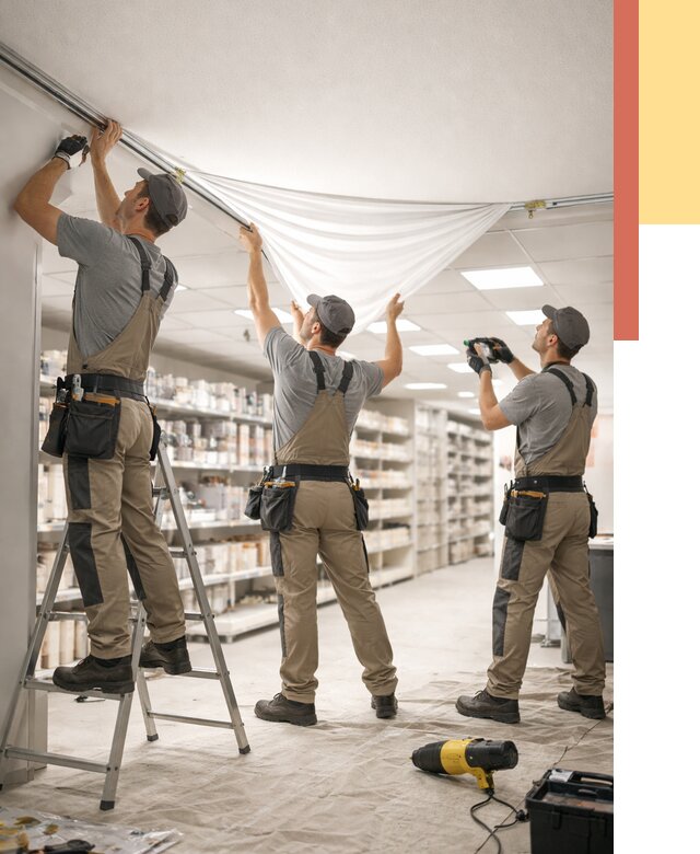 Монтаж натяжного потолка в магазине в Сызрани от 4559 руб. быстро и недорого | ОТДЕЛОЧНИК-Сзр