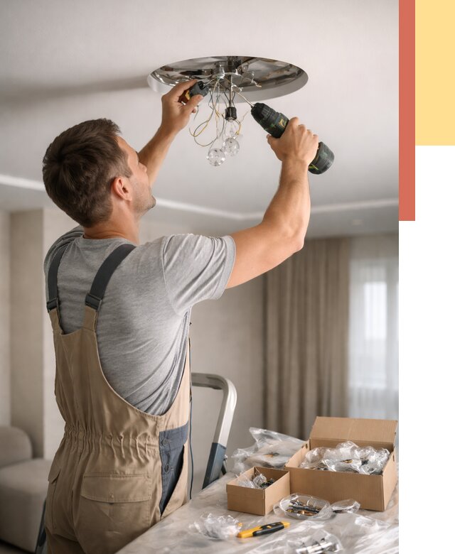 Установка люстры в натяжной потолок в Сызрани от 1216 руб. | Быстро и недорого — ОТДЕЛОЧНИК-Сзр