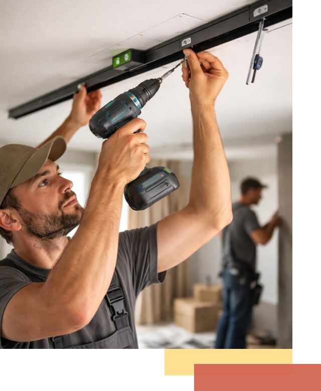 Установка трековых светильников в натяжной потолок в Сызрани