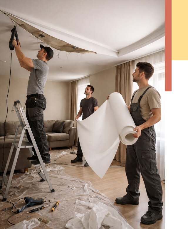 Замена полотна натяжного потолка в Сызрани от 9624 руб. быстро и недорого | ОТДЕЛОЧНИК-Сзр