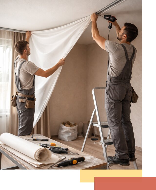 Замена полотна натяжного потолка в Сызрани быстро и качественно