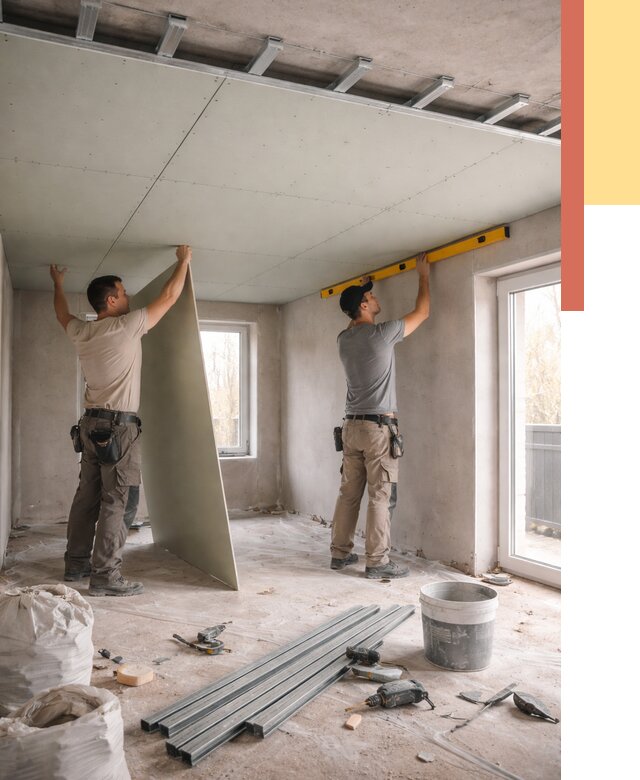 Одноуровневый потолок из гипсокартона в Сызрани от 760 руб. — монтаж под ключ | ОТДЕЛОЧНИК-Сзр