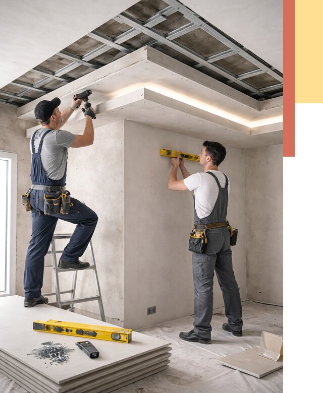 Двухуровневый потолок из гипсокартона в Сызрани от 1469 руб. под ключ | ОТДЕЛОЧНИК-Сзр