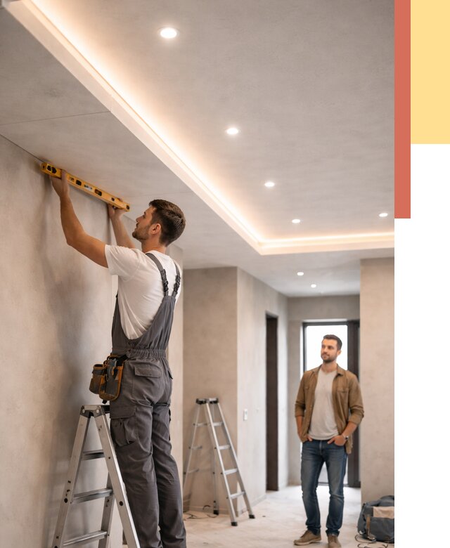 Потолок из гипсокартона с подсветкой в Сызрани от 760 руб./м2 под ключ | ОТДЕЛОЧНИК-Сзр