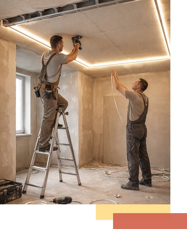 Потолок из гипсокартона с подсветкой в Сызрани