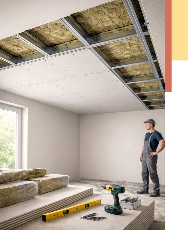 Звукоизоляция потолка ГКЛ в Сызрани от 962 руб. — монтаж под ключ | ОТДЕЛОЧНИК-Сзр