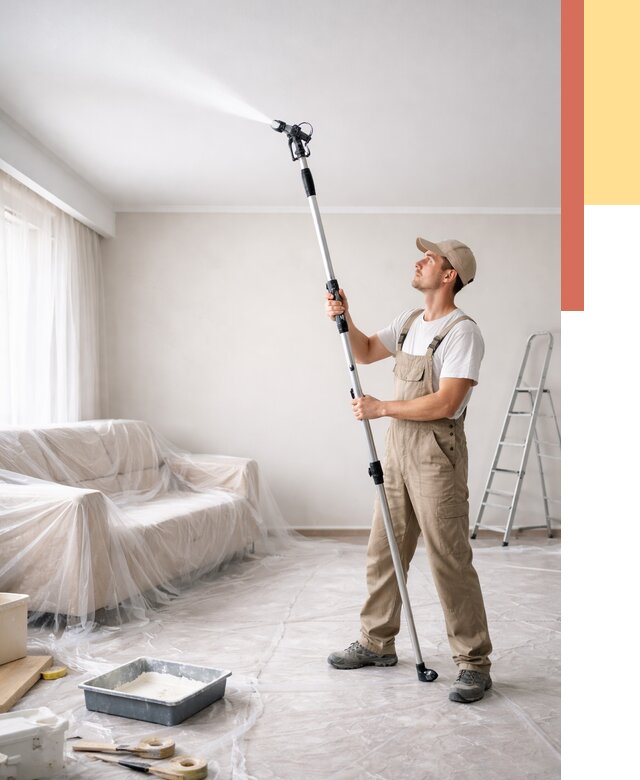 Покраска потолка краскопультом в Сызрани от 4559 руб. быстро и недорого | ОТДЕЛОЧНИК-Сзр